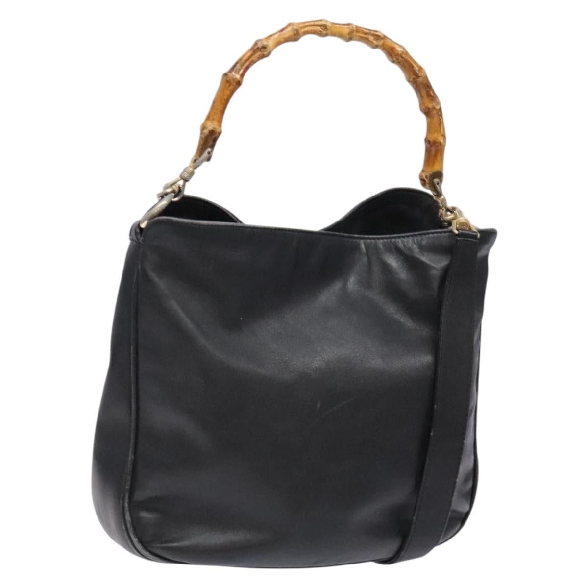 Gucci GUCCI Bamboo Hand Bag Leather Black Gold 001 1781 001 1781 Size ONE SIZE - 1 Thumbnail