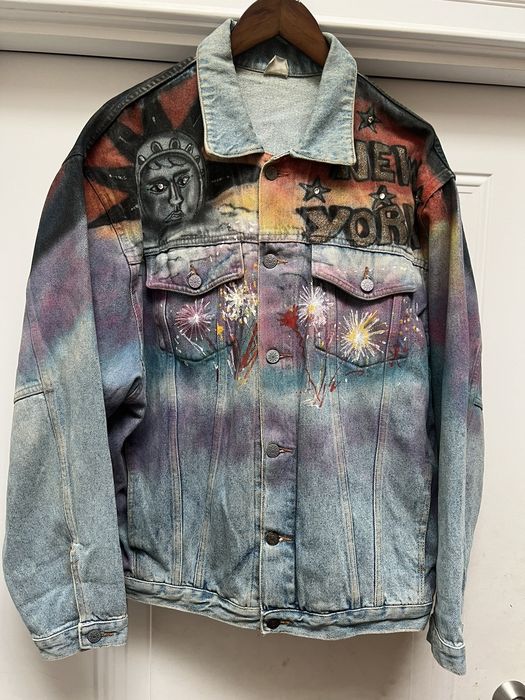 Supreme Vintage Airbrushed New York City Denim Trucker Jacket