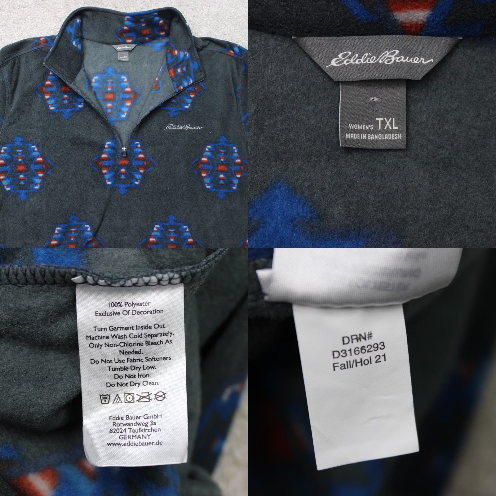 Eddie Bauer Eddie Bauer Sweatshirt Womens XL Gray Geometric 1/4 Zip Fleece NWT Tall Size XL / US 12-14 / IT 48-50 - 8 Thumbnail