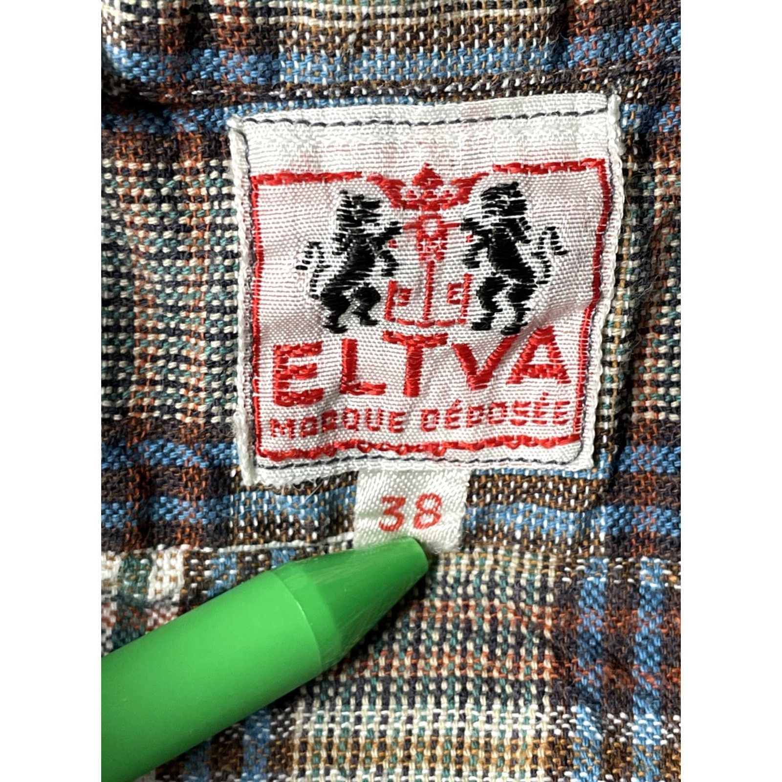 Vintage VINTAGE French 50s Plaid Woven Thick Cotton Work Pullover Peasant Shirt ELTVA Sz 38 Mens Size US M / EU 48-50 / 2 - 7 Thumbnail