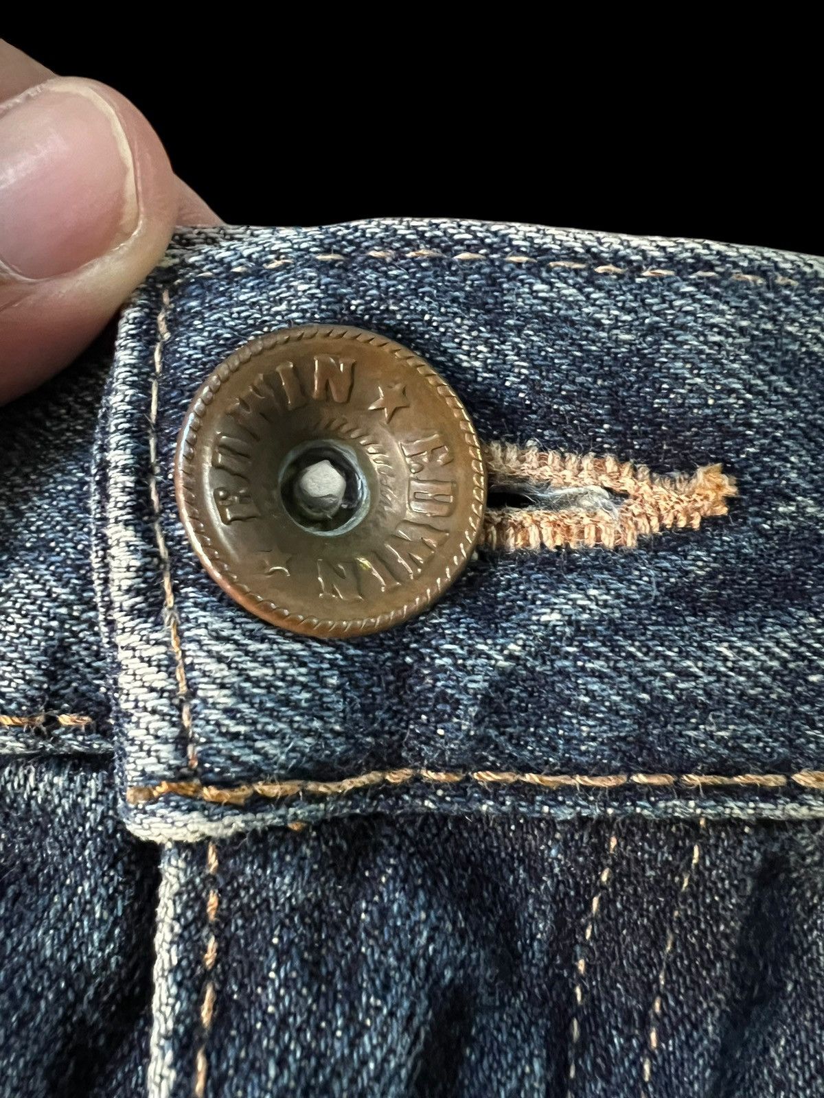 Edwin × If Six Was Nine × Le Grande Bleu (L.G.B.) EDWIN EXCLUSIVE VINTAGE BLUE DENIM NICE DESIGN VERY RARE Size US 33 - 7 Thumbnail