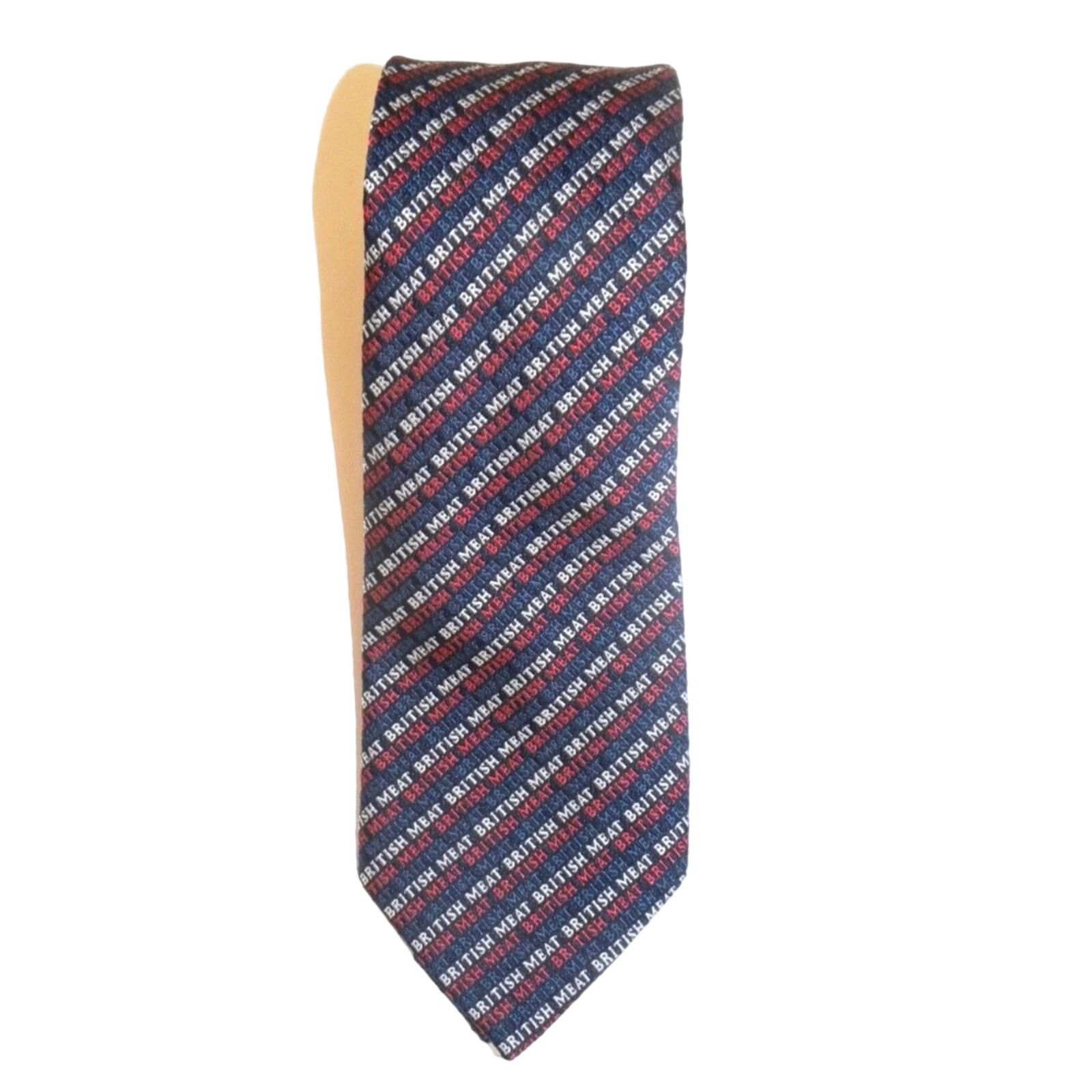 Vintage 60's MOD Tie "British Meat" Promo Pop Art LOGO Advertising Size ONE SIZE - 2 Thumbnail