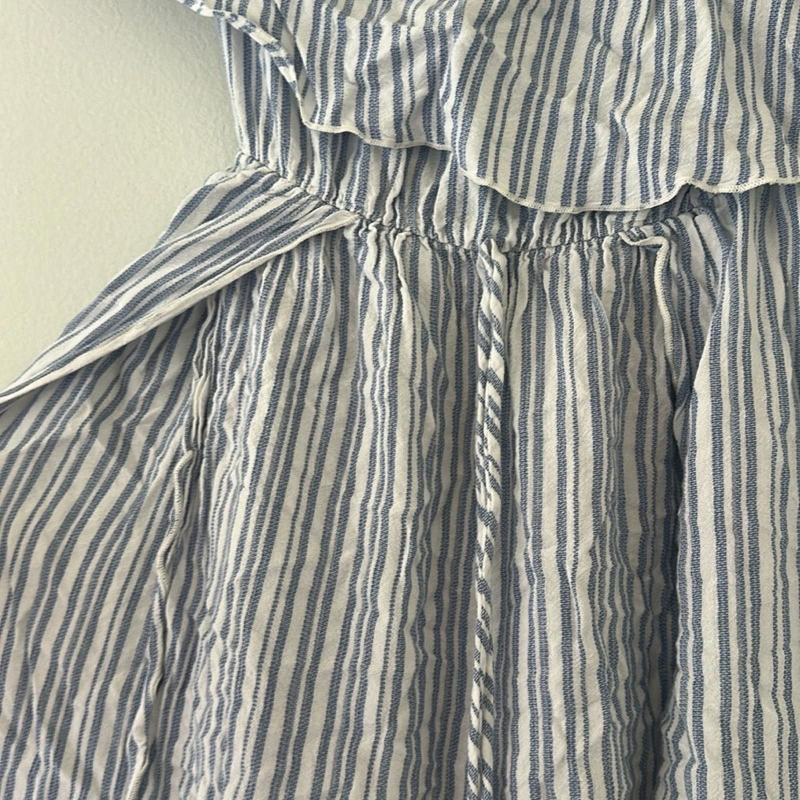 Designer Blue WideLeg Waist Cut Jumpsuit w Ruffled OffShoulder Design Size 32" / US 10 / IT 46 - 2 Thumbnail