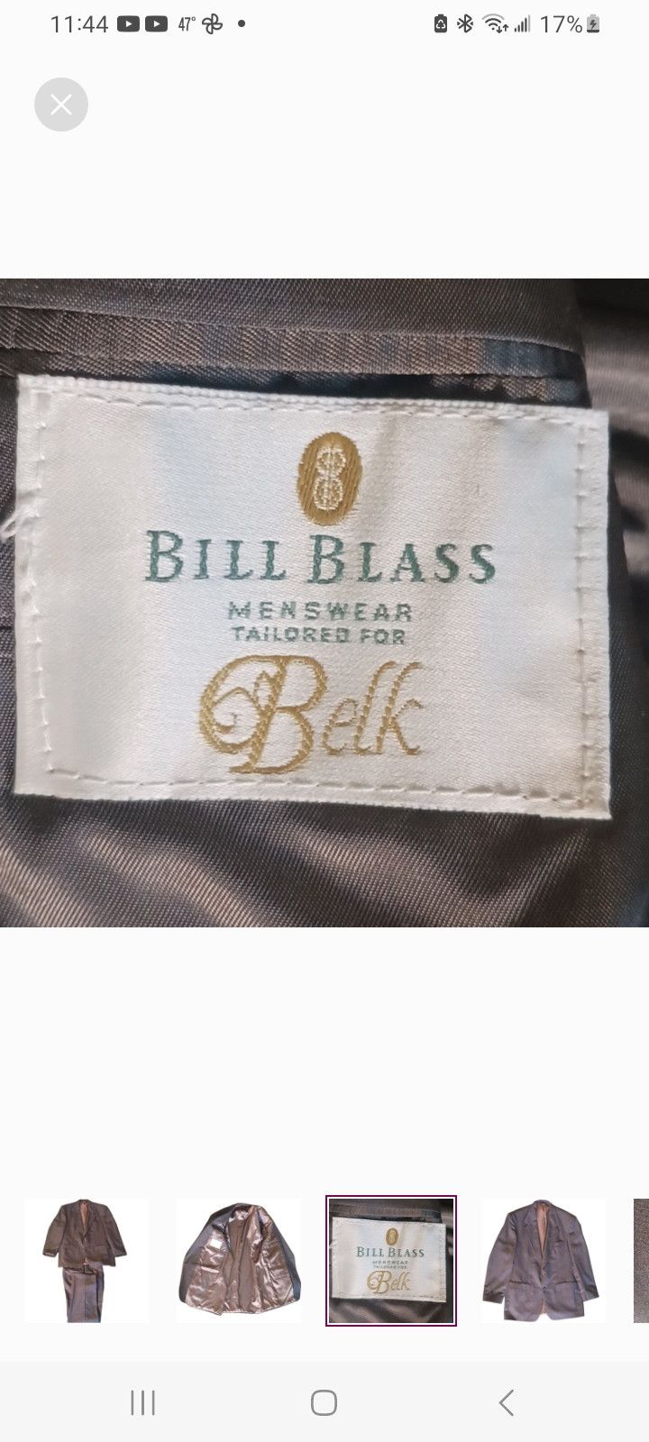 Bill Blass Vintage BILL BLASS SUIT-Grey Tailored via BELK Size 42R - 3 Thumbnail
