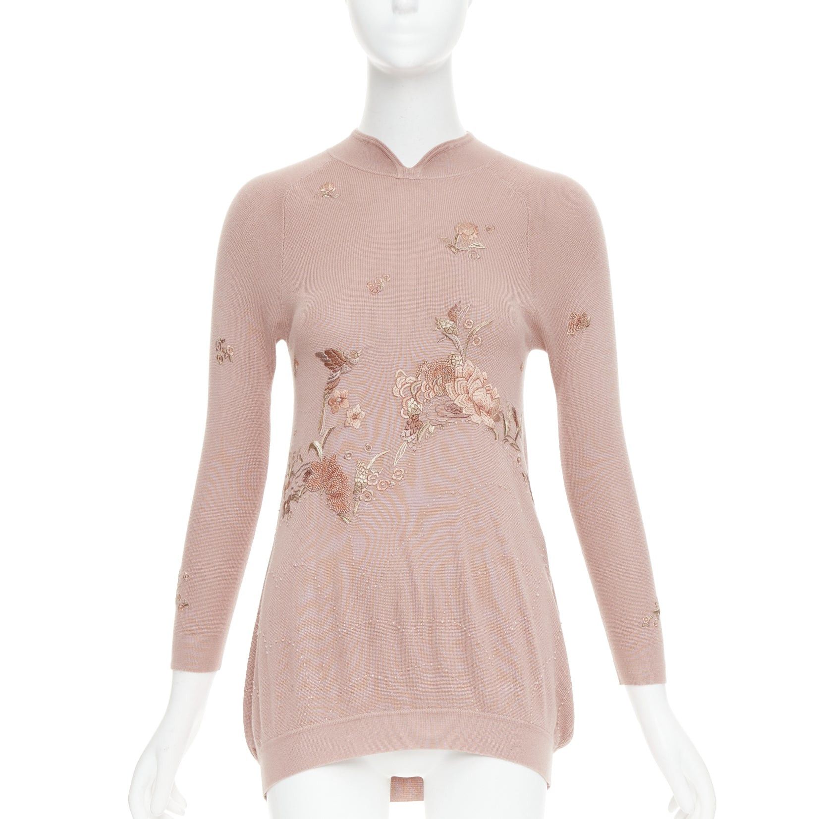 Other SHIATZY CHEN dusty pink modal oriental embroidery qipao collar sweater IT40 S Size S / US 4 / IT 40 - 1 Thumbnail