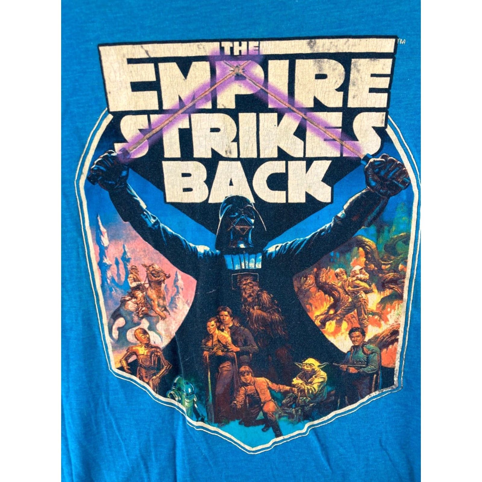 Star Wars Star Wars Star Wars Mens TShirt M Blue Empire Strikes Back Darth Vader Shirt Adult Medium Blue Darth Vader Size US M / EU 48-50 / 2 - 4 Thumbnail