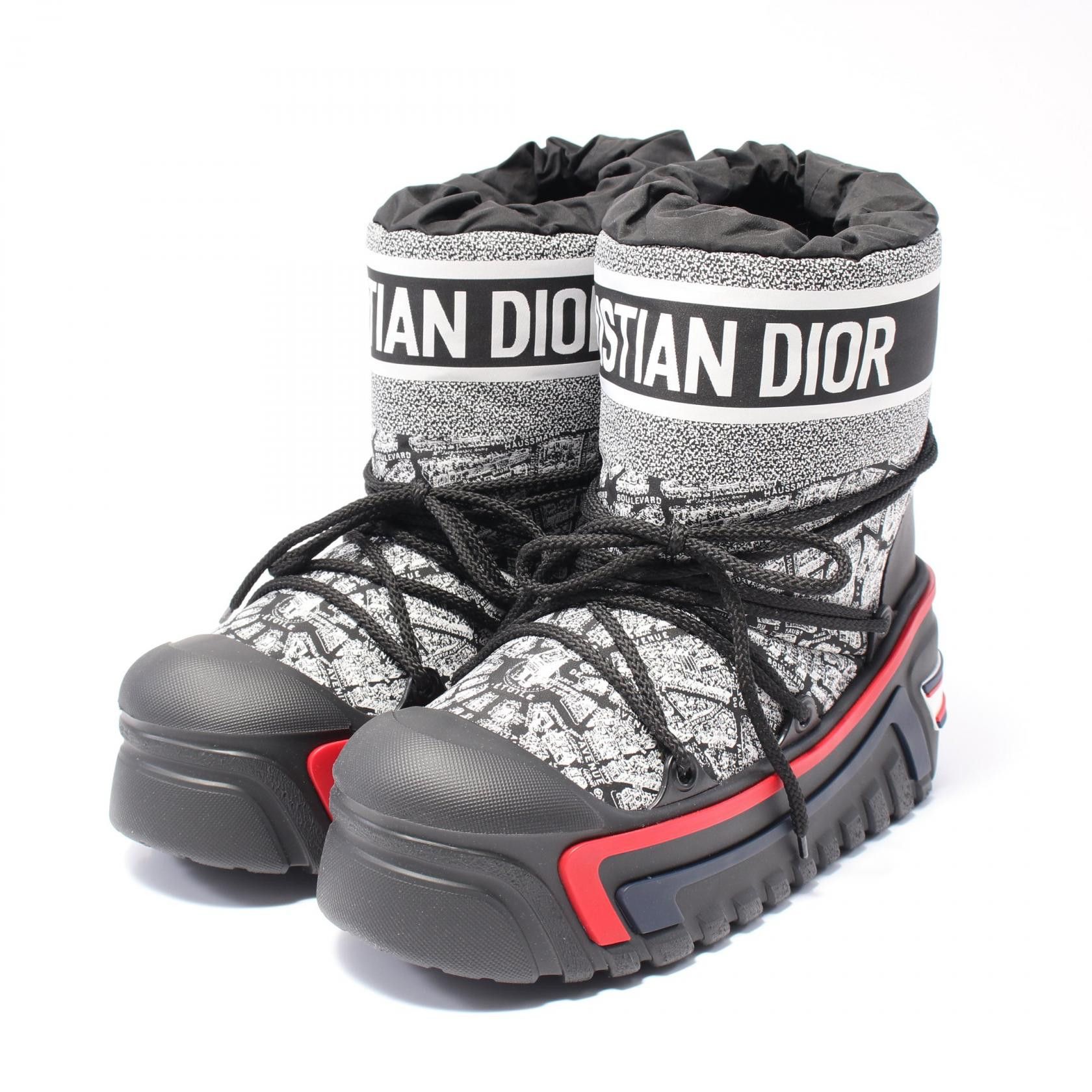 Dior Dior Dior Alps Leather Fabric Boots Leather Shoes Kci685Pay15W39/40 in Black, Women's