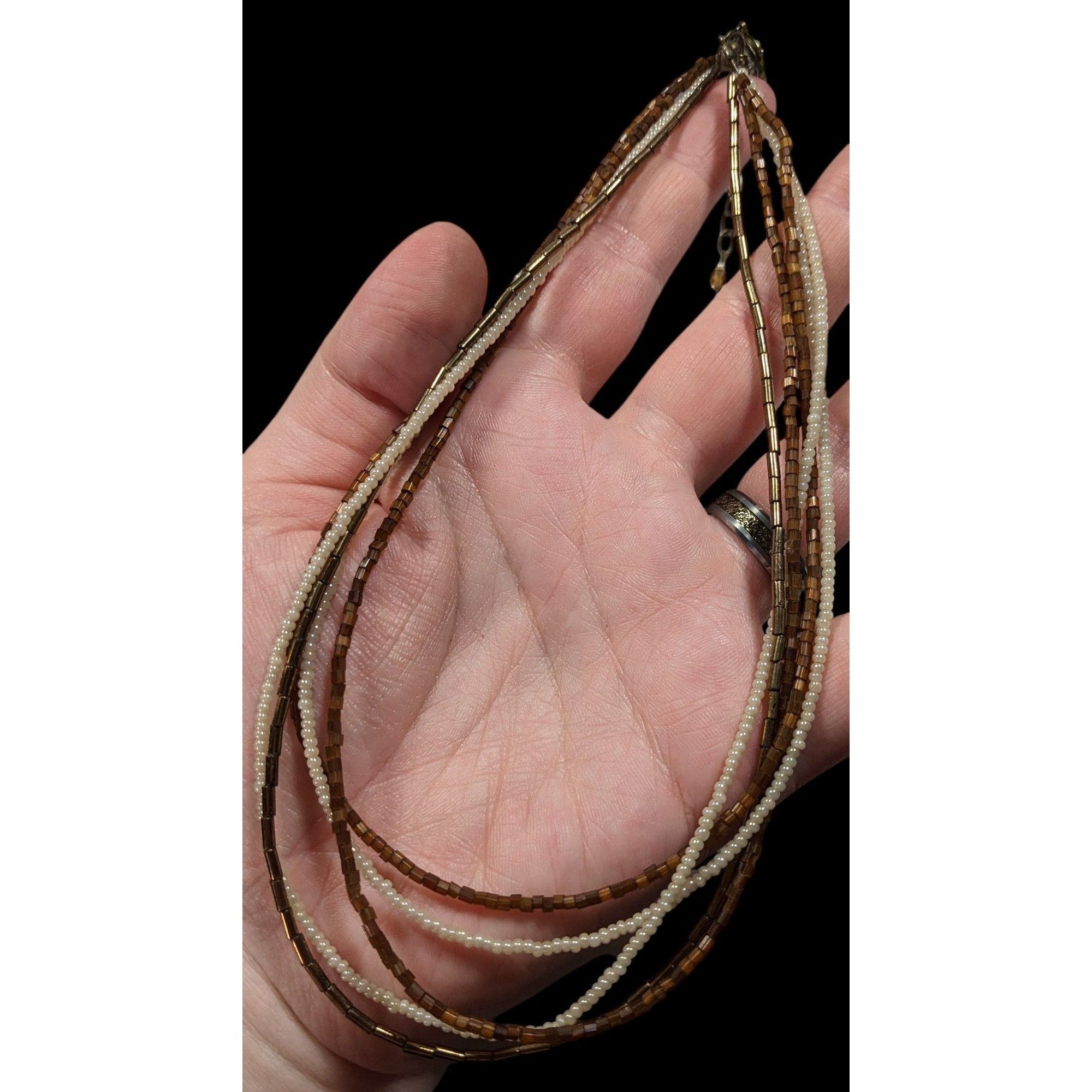 Other NY Earthy Glass Beaded Brown And White Layered Necklace Size ONE SIZE - 3 Thumbnail