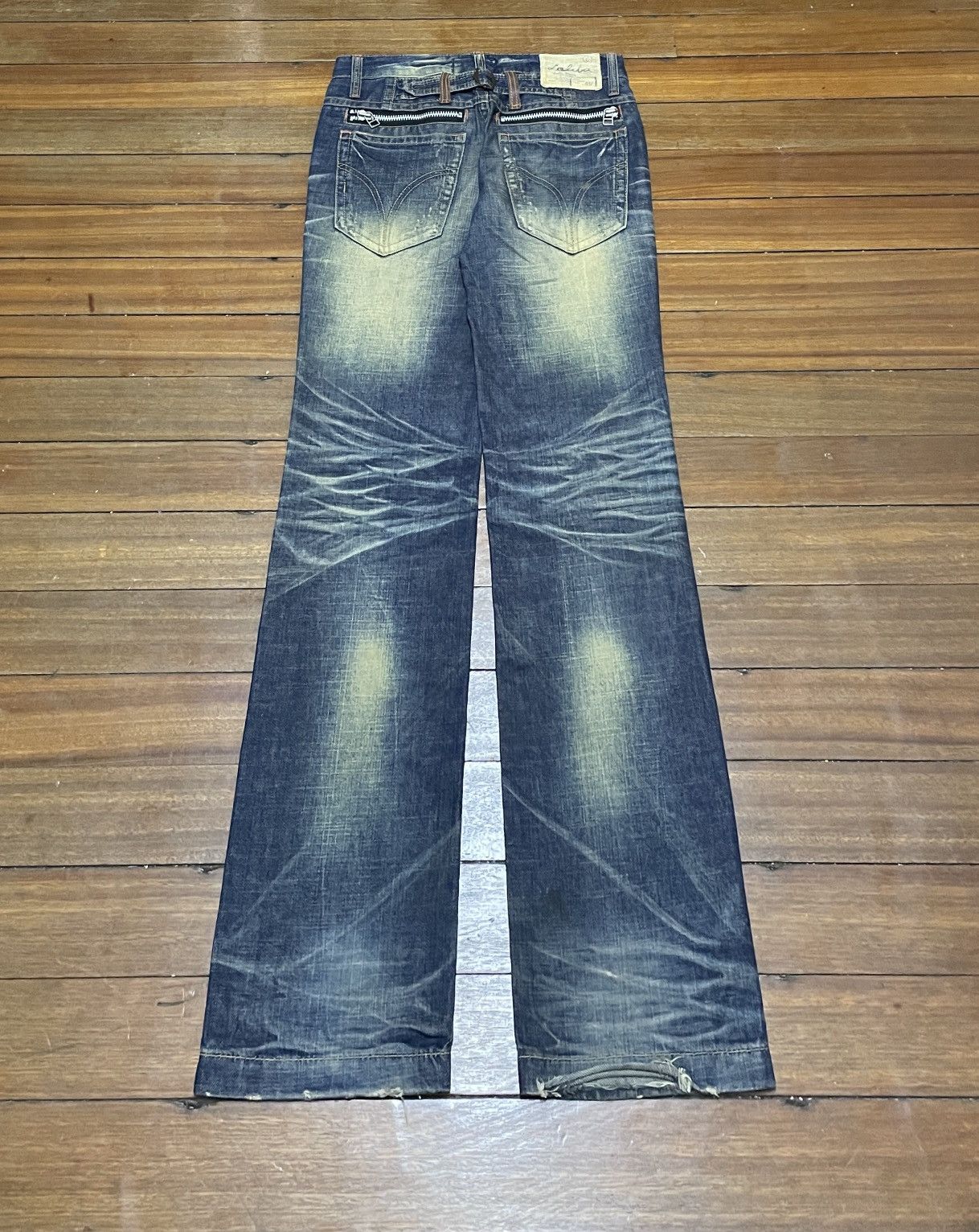 Le Grande Bleu (L.G.B.) Rare Design Vintage Japanese Brand Lolita Flared Jeans 1990s Size US 30 / EU 46 - 2 Thumbnail