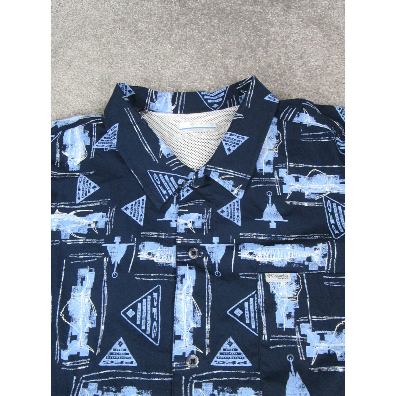 Vintage Columbia PFG Omni-Shade Button-Up Shirt Mens XXL Blue Cotton Fish 2XL Button-Down Collared Short Sleeve Size US XXL / EU 58 / 5 - 2 Thumbnail