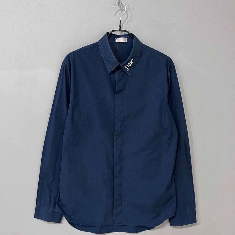 Dior Dior Blue Embroidered Logo Shirt-yf Size US M / EU 48-50 / 2 - 1 Thumbnail