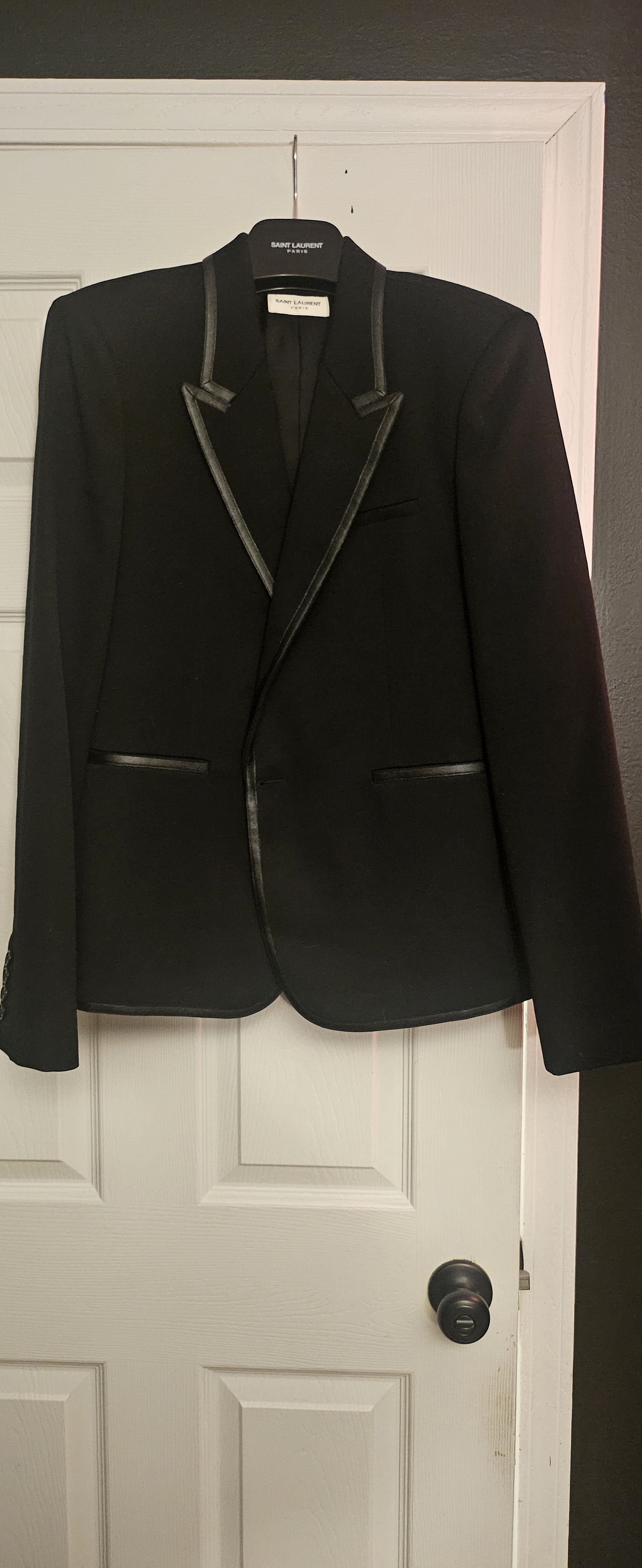 Saint Laurent Paris SLP Blazer with Leather Trim Size 50R - 1 Thumbnail