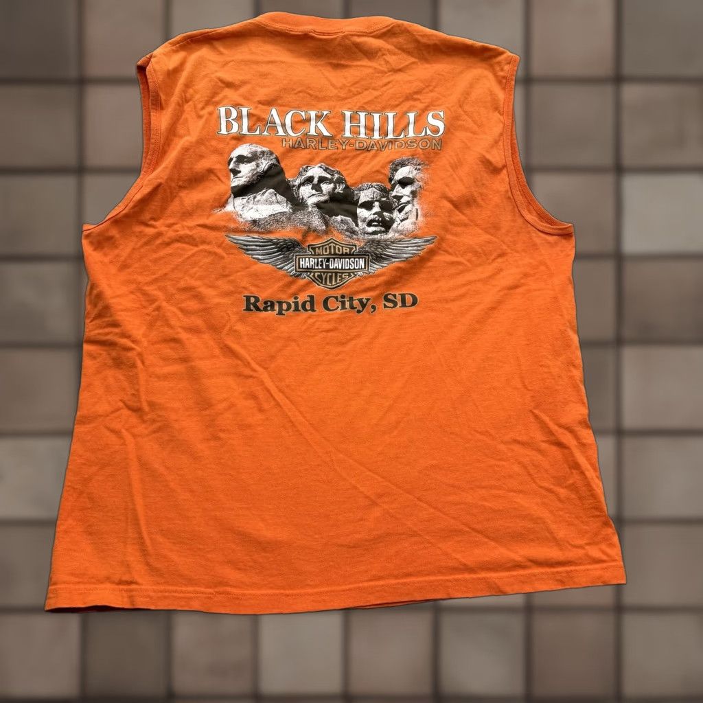 Harley Davidson VINTAGE Harley-Davidson Shirt Mens 2XL Orange Sleeveless Sturgis 2004 Hills Size US XXL / EU 58 / 5 - 1 Thumbnail