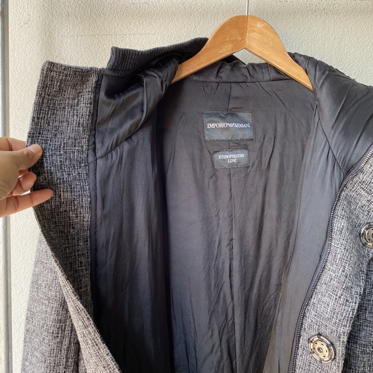 Emporio Armani EMPORIO ARMANI Grey Knit Hooded Coat Size S / US 4 / IT 40 - 6 Thumbnail