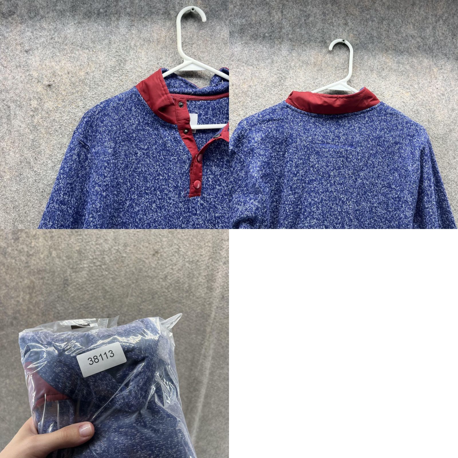 Southern Proper Southern Proper Sweater Mens Medium Blue Red Snap Fleece Pullover Quarter Snap Size US M / EU 48-50 / 2 - 8 Thumbnail