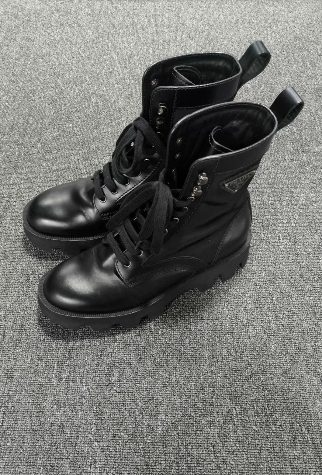 Prada Black Leather Lace-Up Boots Size 9.5 Size US 9.5 / EU 42-43 - 1 Thumbnail