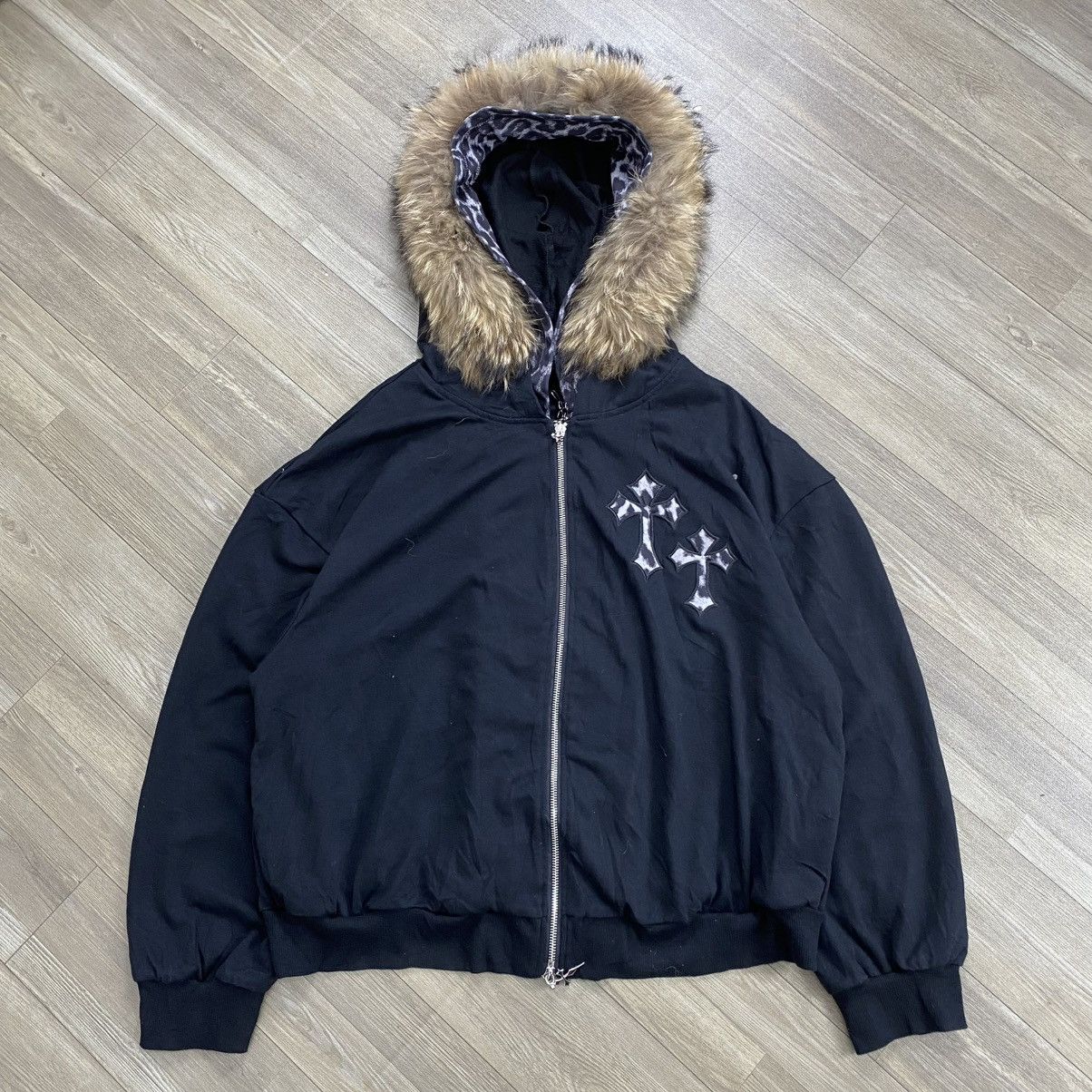 Le Grande Bleu (L.G.B.) Y2K Dazy Double Layers Cross Kmrii Lgb Style Zip Fur Hoodie Size US XL / EU 56 / 4 - 2 Thumbnail