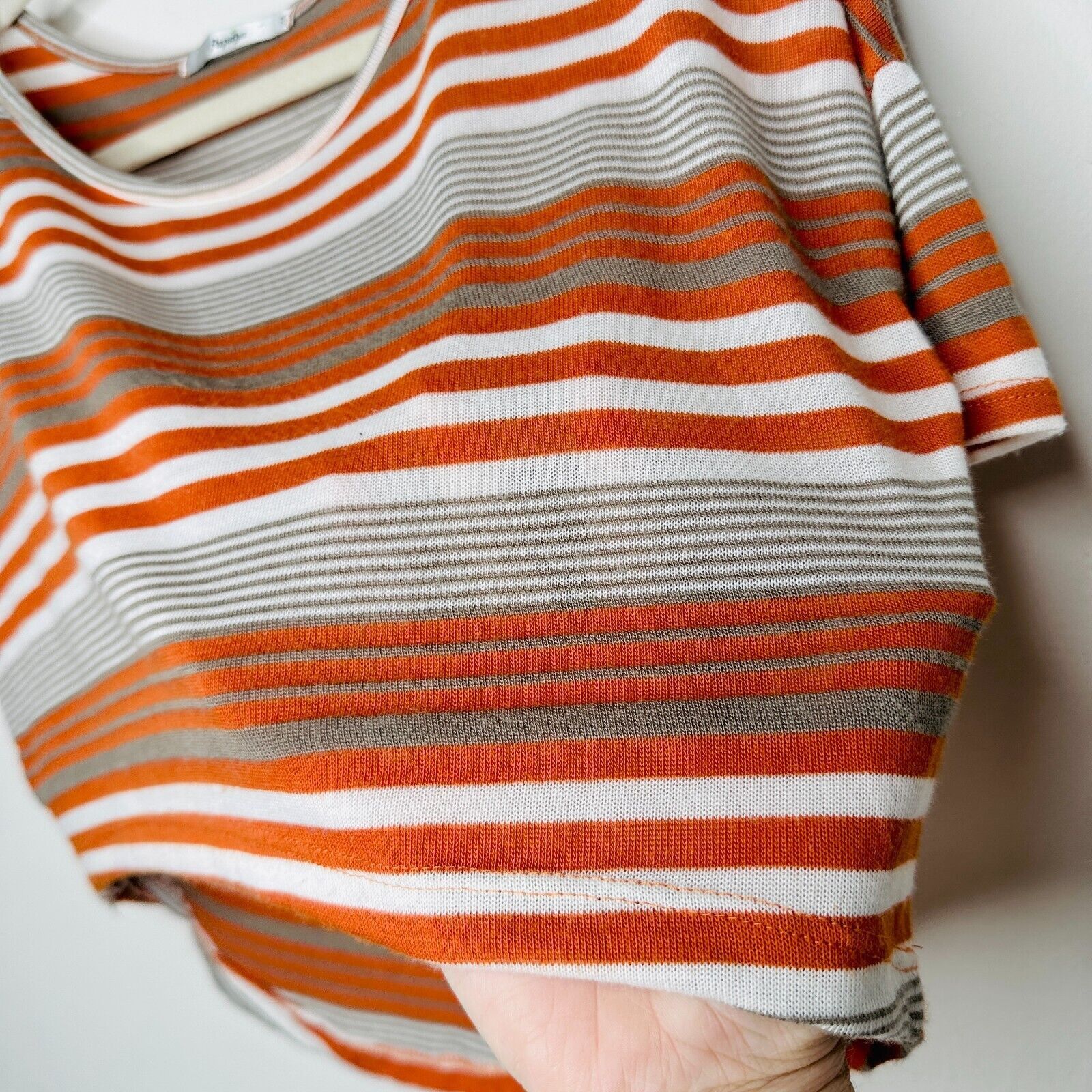 Other Papaya Casual Striped Short Sleeve Crop Scoop Neck Tee M Size M / US 6-8 / IT 42-44 - 5 Thumbnail