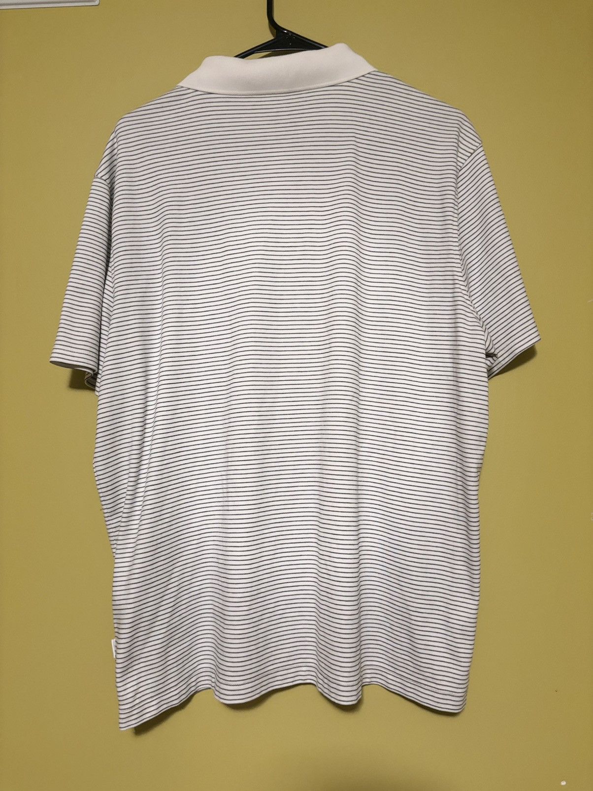 Calvin Klein CALVIN KLEIN Men's XL White Striped Polo Slim Fit Liquid Size US XL / EU 56 / 4 - 2 Thumbnail