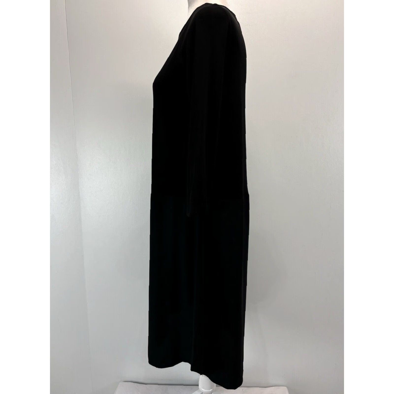 Eileen Fisher EILEEN FISHER Silk Shift Dress Women's Black 3/4 Sleeve XXS Knee Length Size XXS / US 00 / IT 34 - 2 Thumbnail