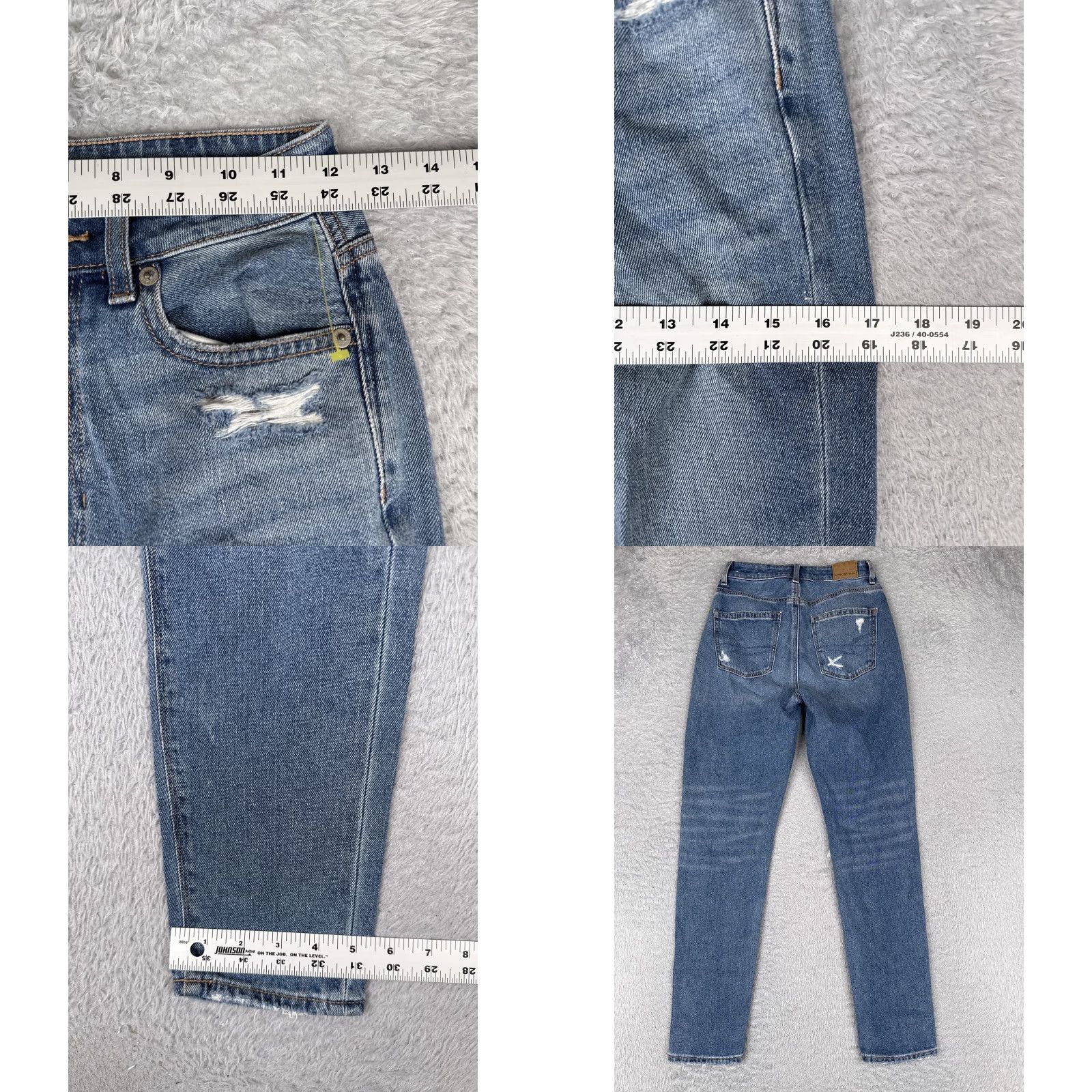 American Eagle Outfitters American Eagle Outfitters Mom Jeans Womens 00 Blue Distressed High Rise Stretch 24x29 Size 24" / US 00 / IT 34 - 9 Thumbnail