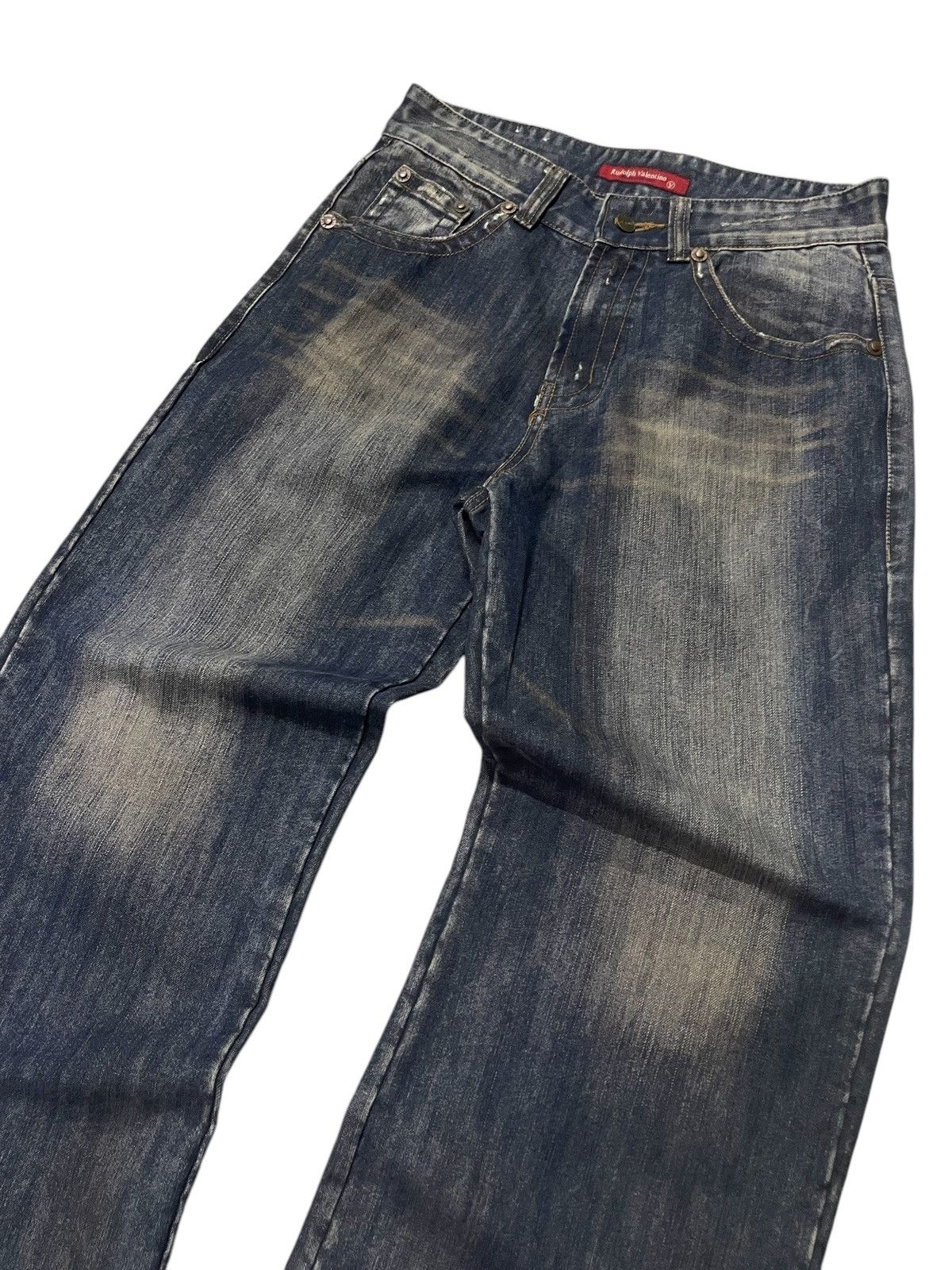 Hysteric Glamour × Japanese Brand × Valentino Rudolph Valentino Japan Mud Wash Baggy Loose Jeans Size US 32 / EU 48 - 4 Thumbnail