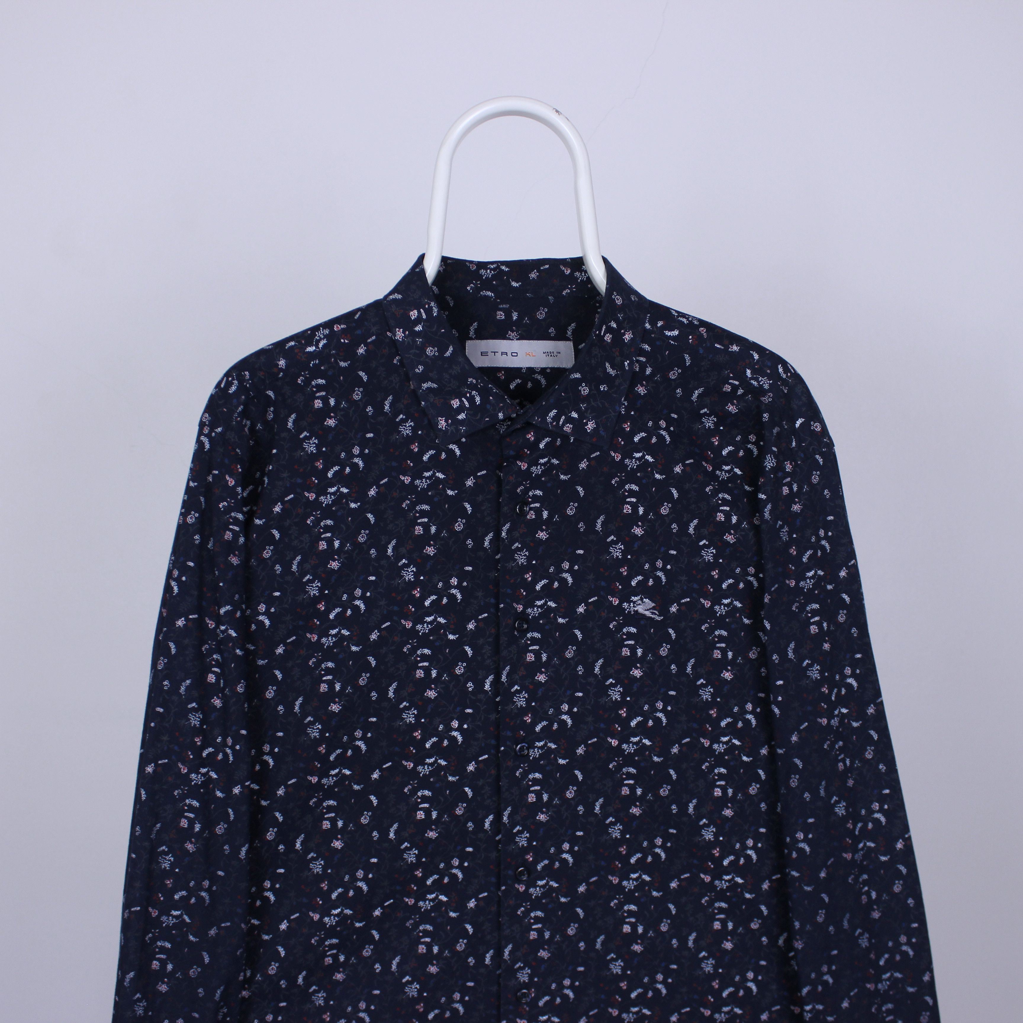 Etro Etro shirt button ups L XL navy blue multi flowers Size US L / EU 52-54 / 3 - 1 Thumbnail