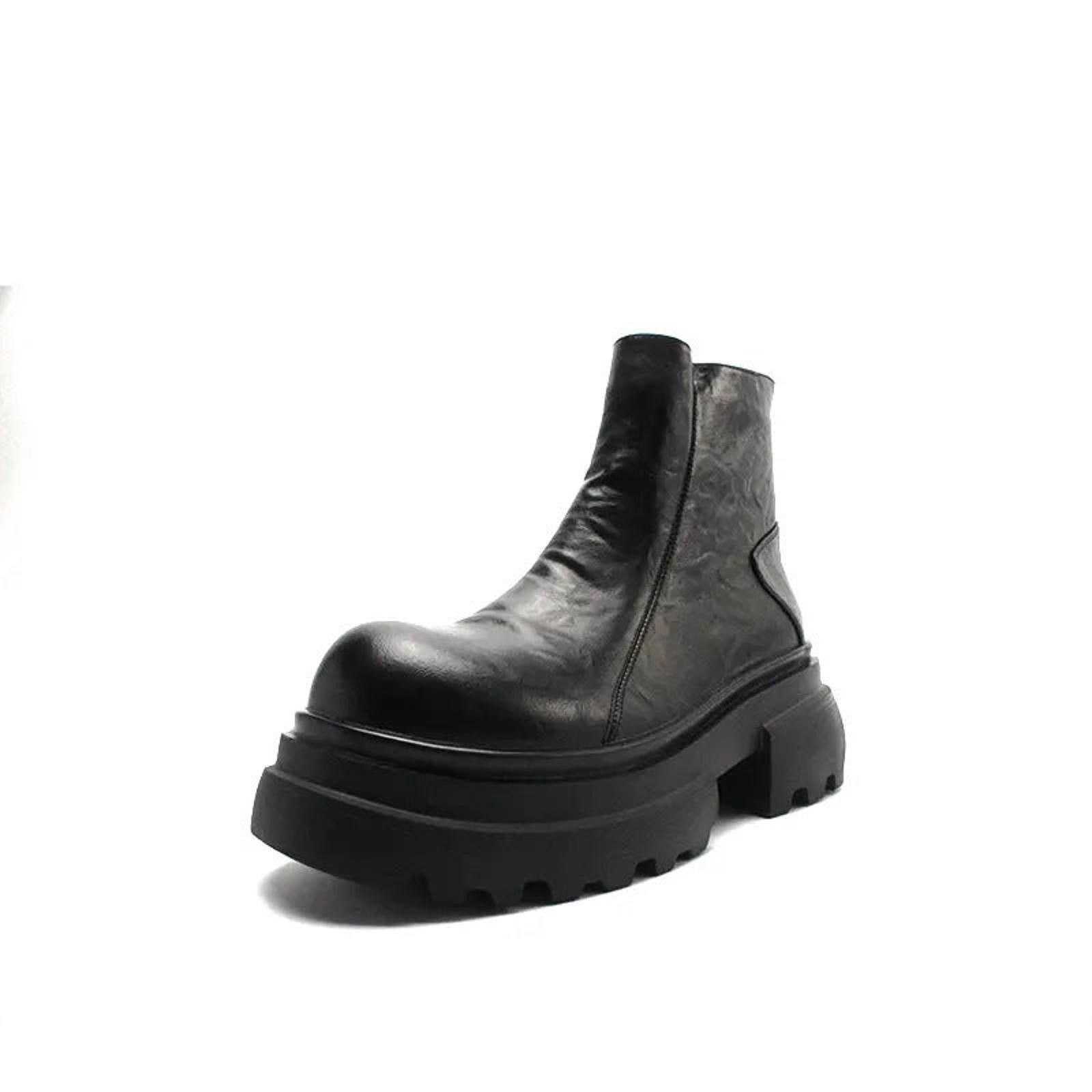 Japanese Brand Black Chunky Platform Ankle Boots, Leather Combat Boots Size US 9 / EU 42 - 4 Thumbnail