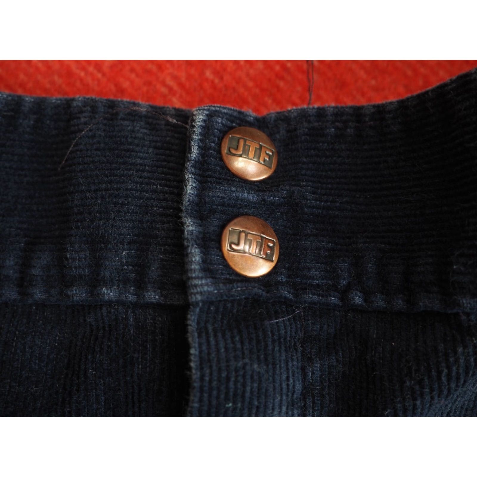 Sears VINTAGE Sears Navy Blue Corduroy Hippy Pants 70s Talon Wide Leg Womens 32x28 Inseam 28 Blue Decade 1970s Look Hippy Casual Size 24" / US 00 / IT 34 - 5 Thumbnail