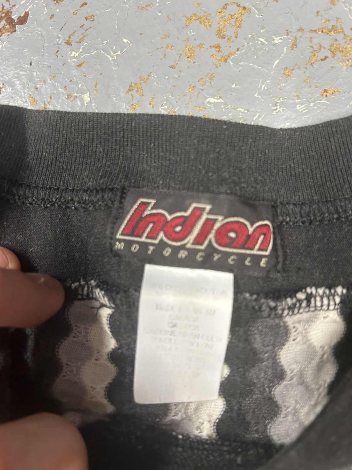 Indian Motorcycle × Vintage Crazy Vintage 90s Striped Indian Motorcycles Pattern T-Shirt Size US L / EU 52-54 / 3 - 3 Thumbnail