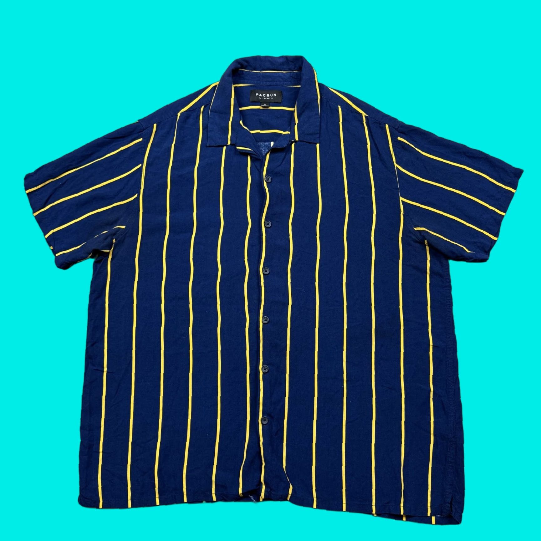 Pacsun Pacsun Men's Shirt XL Blue Button Up Short Sleeve Lightweight Geometric Hawaiian Colorful Size US XL / EU 56 / 4 - 1 Thumbnail