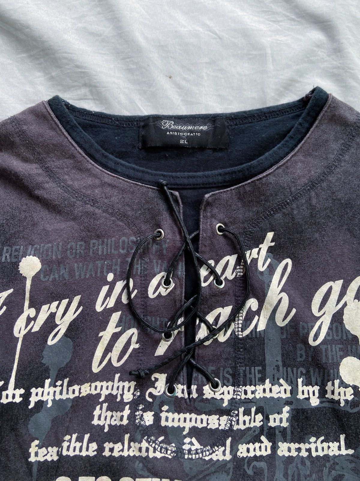 Isamu Katayama Backlash BEAUMERE DOUBLE LAYER PUNK ARISTOCRATIC QUOTES TEE Size US L / EU 52-54 / 3 - 4 Thumbnail