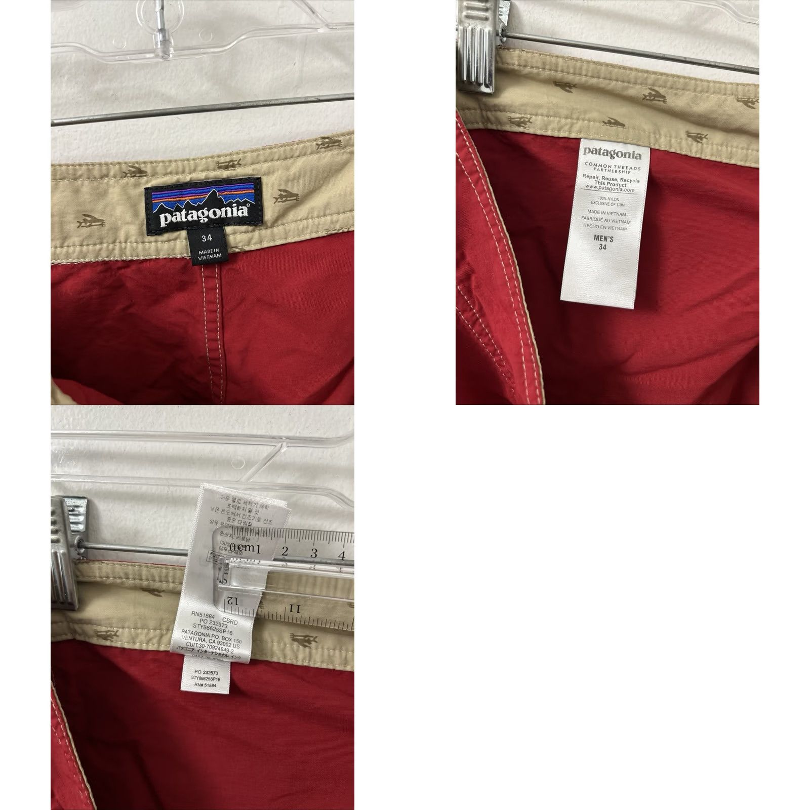 Patagonia Patagonia Board Shorts Mens Size 34 Red Solid Nylon Quick Dry Pockets Swim Bottoms 86625 SP16 Size US 34 / EU 50 - 8 Thumbnail
