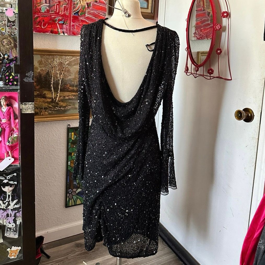 Other moda international black sequin mesh formal dress Size L / US 10 / IT 46 - 4 Thumbnail