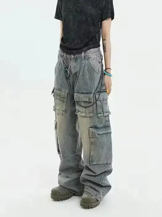y2k baggy cargo hiphop faded pants