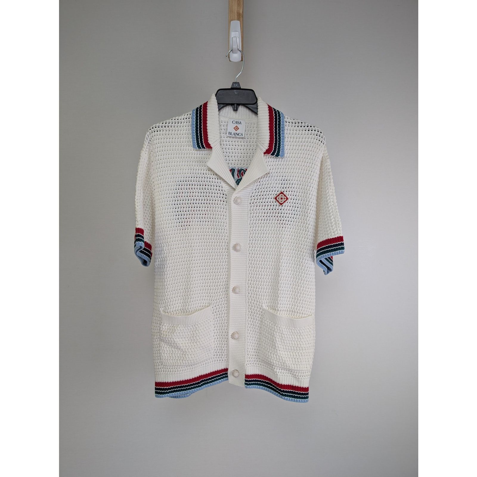 o1rshd1 Sporty Faux Crochet Shirt in White