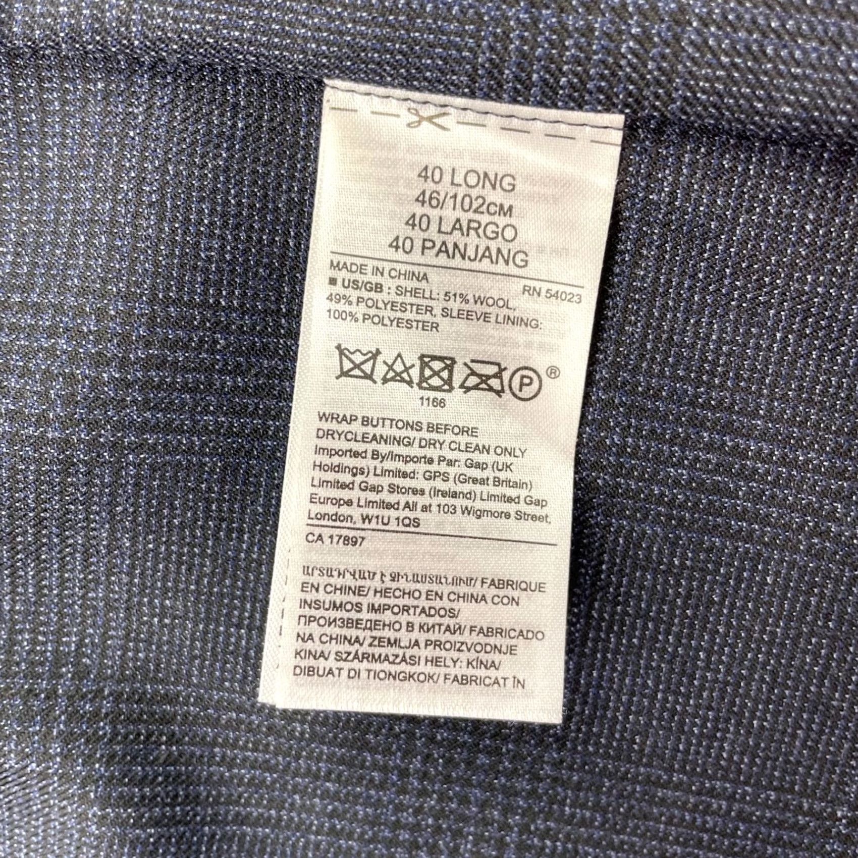 Banana Republic Banana Republic Men's Slim Fit Wool Blend Suit Blue Plaid • 40L 2 Piece Size 40R - 7 Thumbnail
