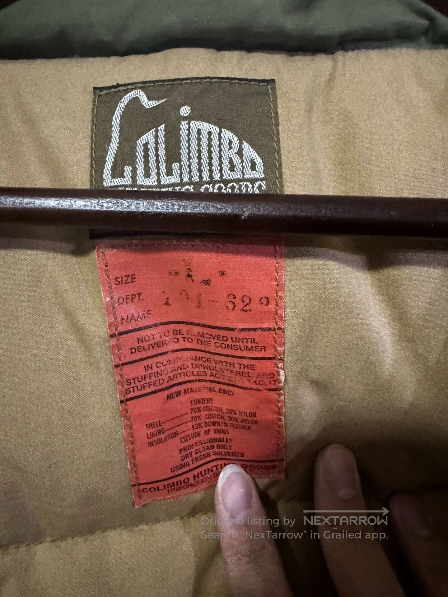 COLIMBO Vintage Green Down Jacket for Cold Weather. Size US L / EU 52-54 / 3 - 7 Thumbnail
