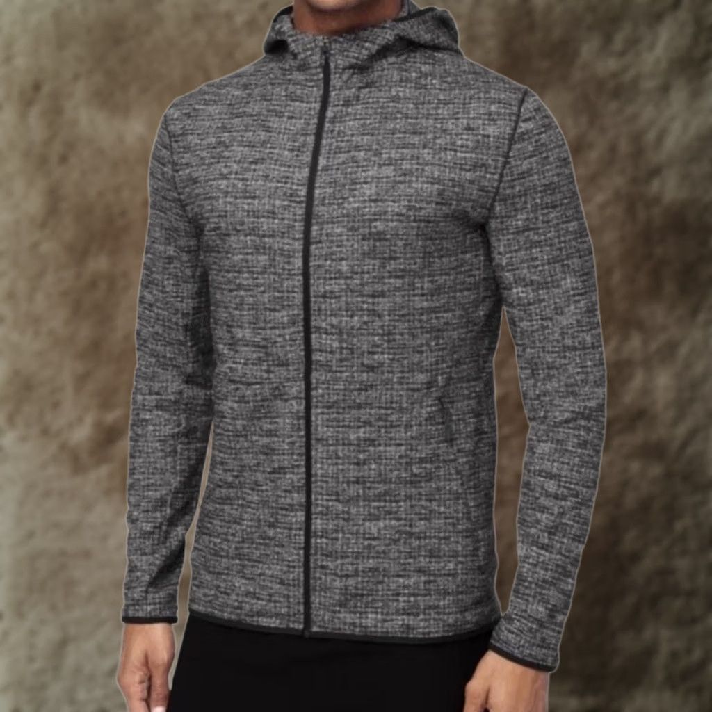 Lululemon Lululemon Surge Warm Full Zip Jacket Mens Medium Gray Geometric Knit Hooded Running & Training Size US M / EU 48-50 / 2 - 1 Thumbnail