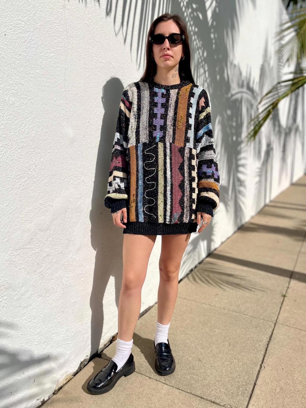 Vintage VTG 1990s Oversized Sweater Cozy Knit Pullover Sweater MED Size ONE SIZE - 3 Thumbnail