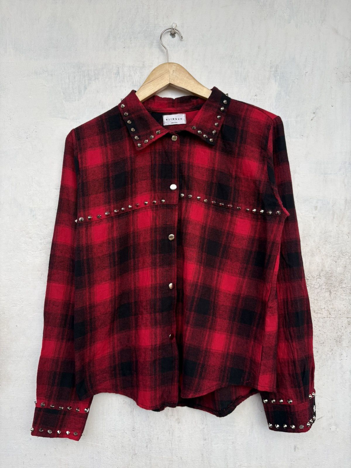 Japanese Brand Studded Plaid Button Up Shirt Size US M / EU 48-50 / 2 - 1 Thumbnail
