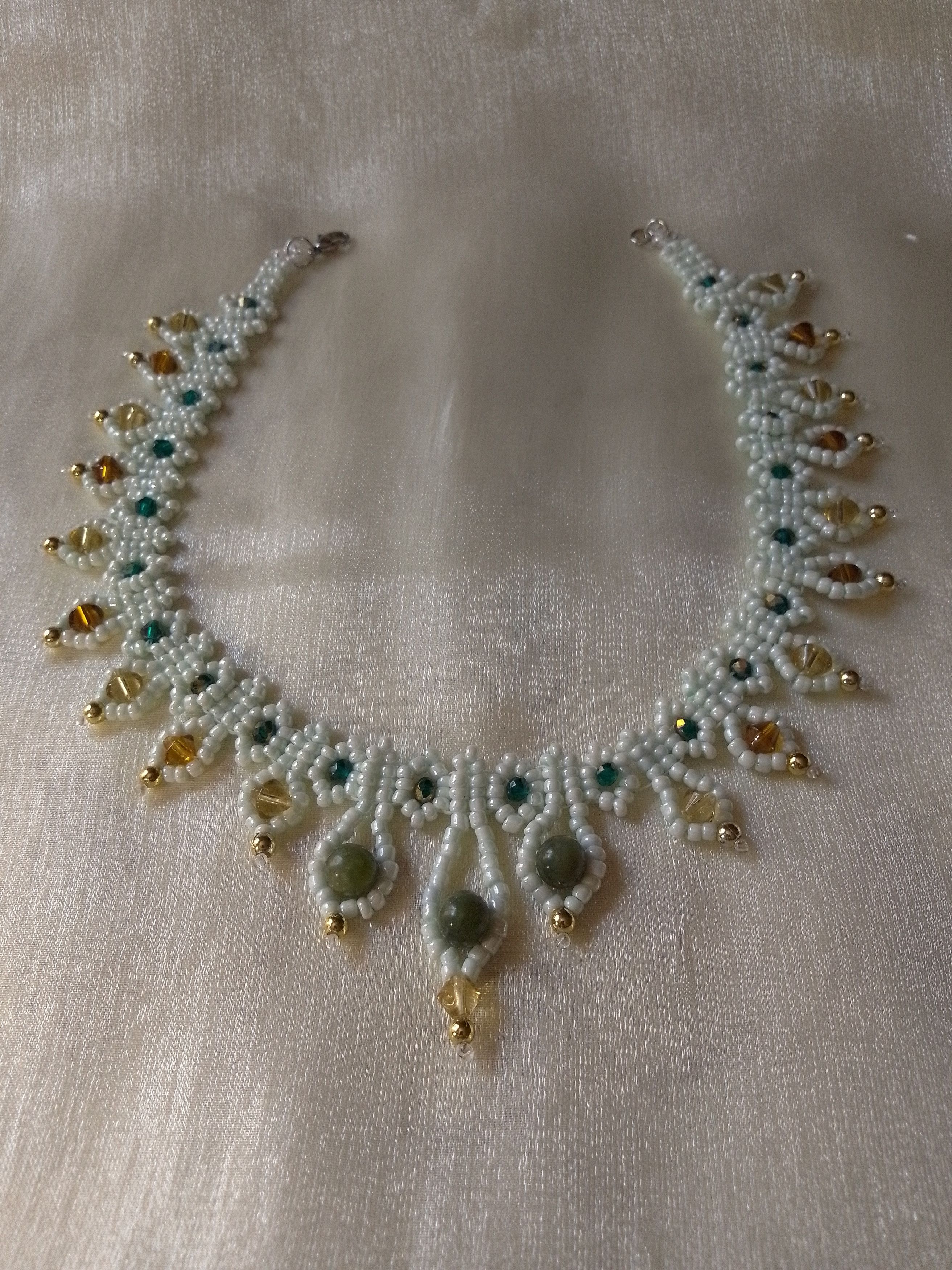 Handmade Glamour necklace choker naturale Green jade gemstones Size ONE SIZE - 3 Thumbnail