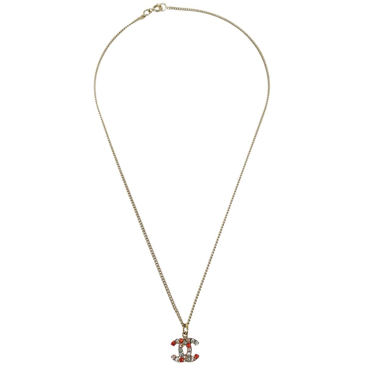 Chanel Chanel CC Pendant Necklace Multicolor Crystal Embellished Metal Size ONE SIZE - 1 Thumbnail