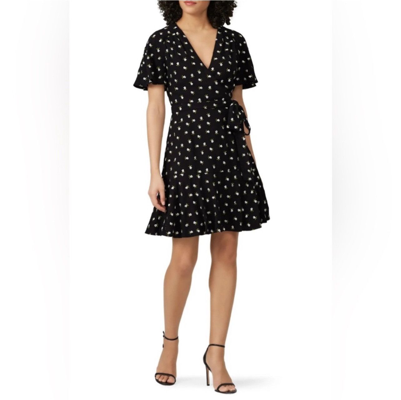 Jil Stuart JILL STUART Black Floral Embroidery V-Neck Mini Sheath Dress Size XS / US 0-2 / IT 36-38 - 2 Thumbnail
