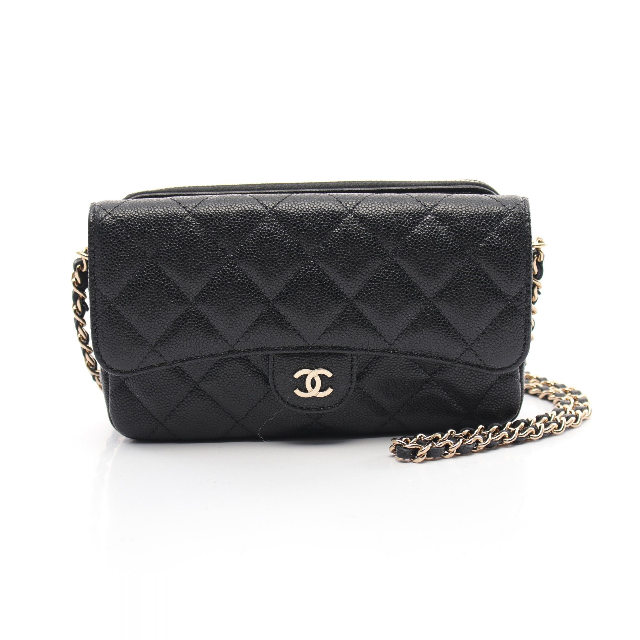 Chanel Chanel Matelasse Chain Phone Case Wallet Shoulder Bag Caviar Skin Black Gold Hardware Size ONE SIZE - 1 Thumbnail