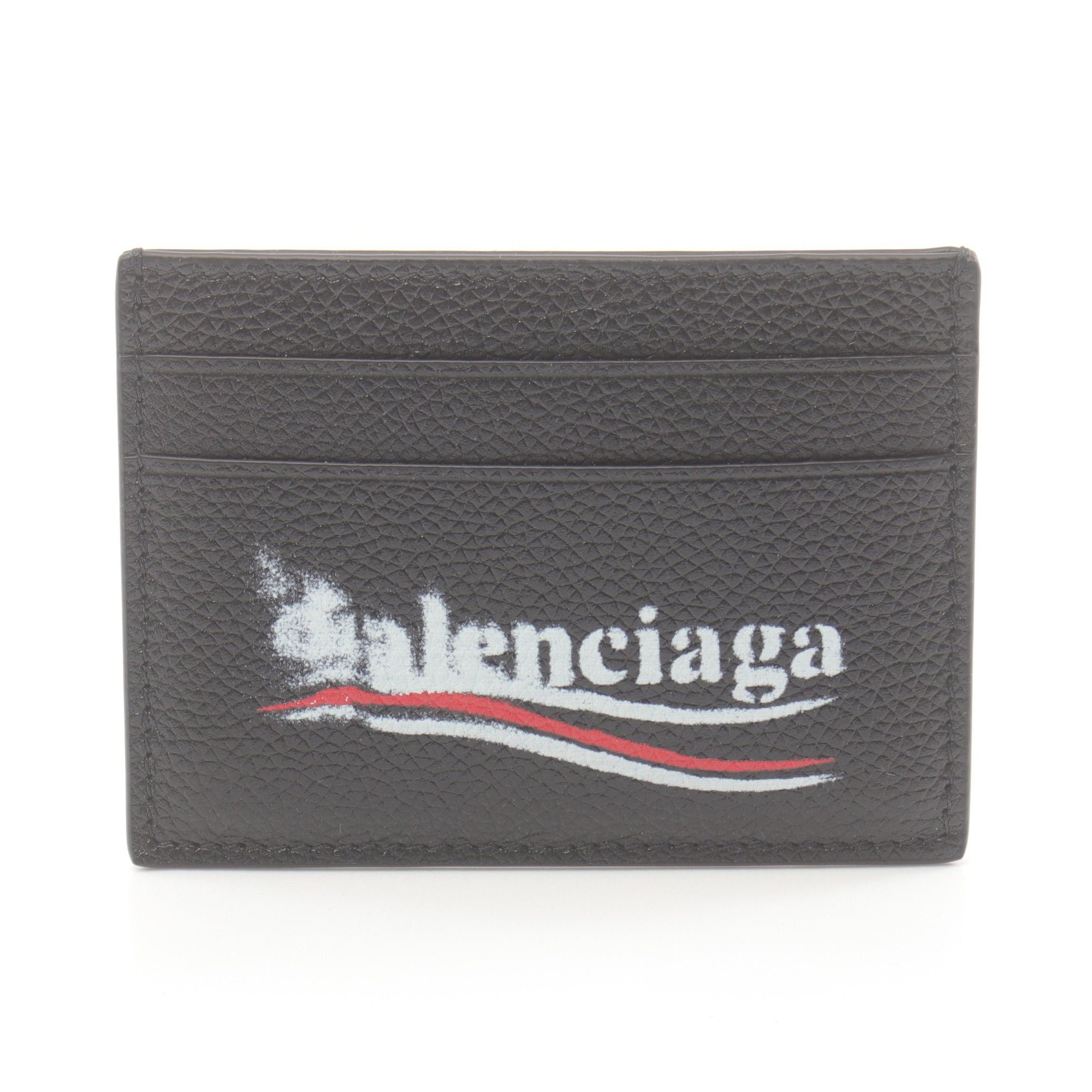 Balenciaga Balenciaga Card Case Logo Print Leather Black Size ONE SIZE - 1 Thumbnail