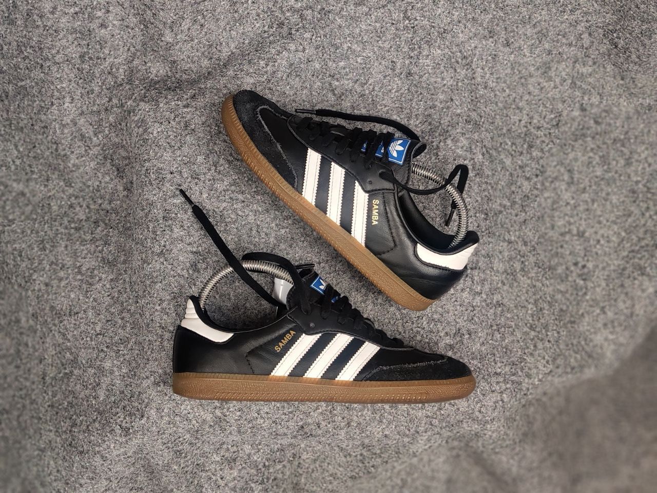 Adidas Samba Classic Logo Leather Sneakers Shoes Y2K in Black, Men's (Size 6)