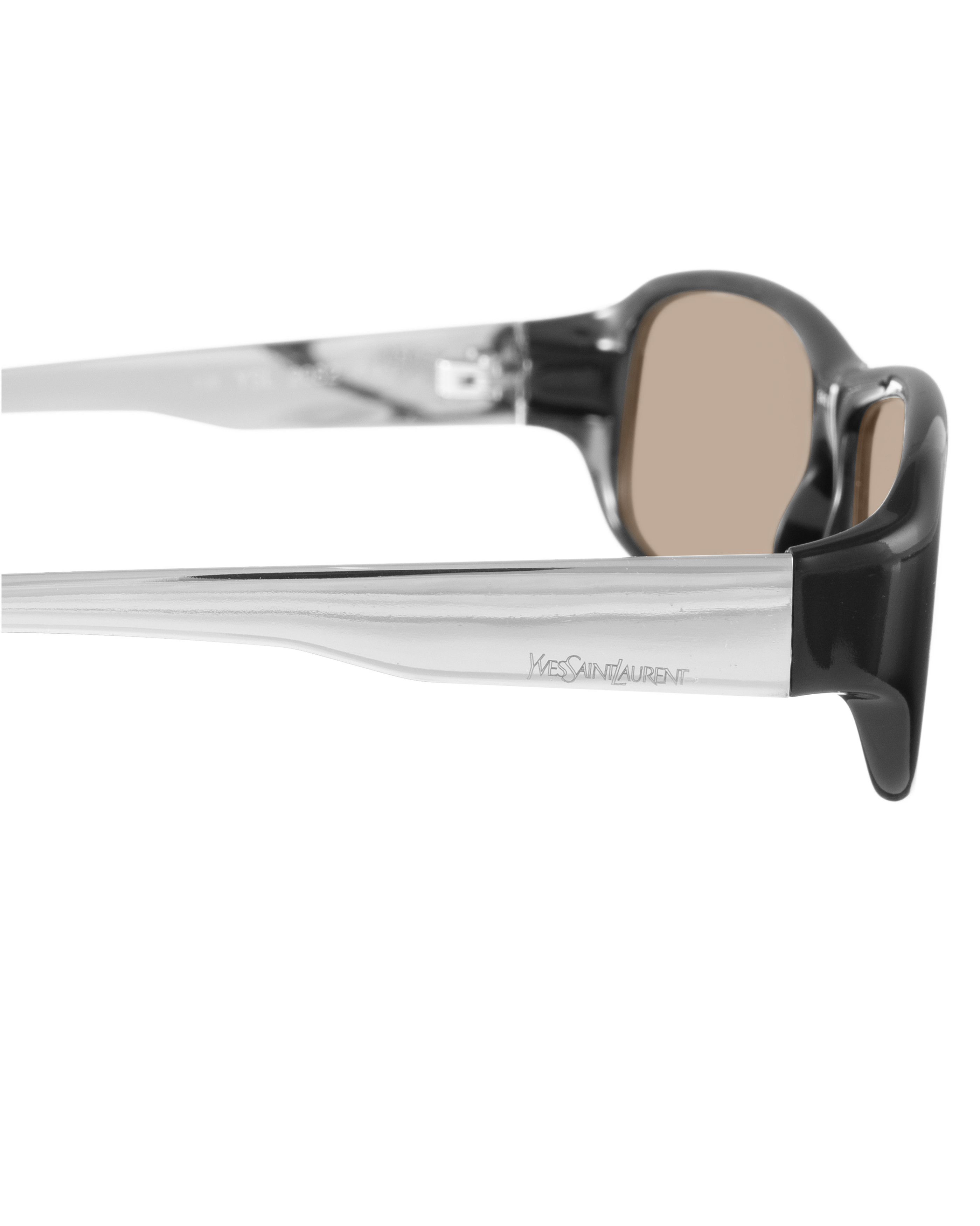 Yves Saint Laurent Yves Saint Laurent 00s Black & Silver Rectangular Sunglasses Size ONE SIZE - 3 Thumbnail