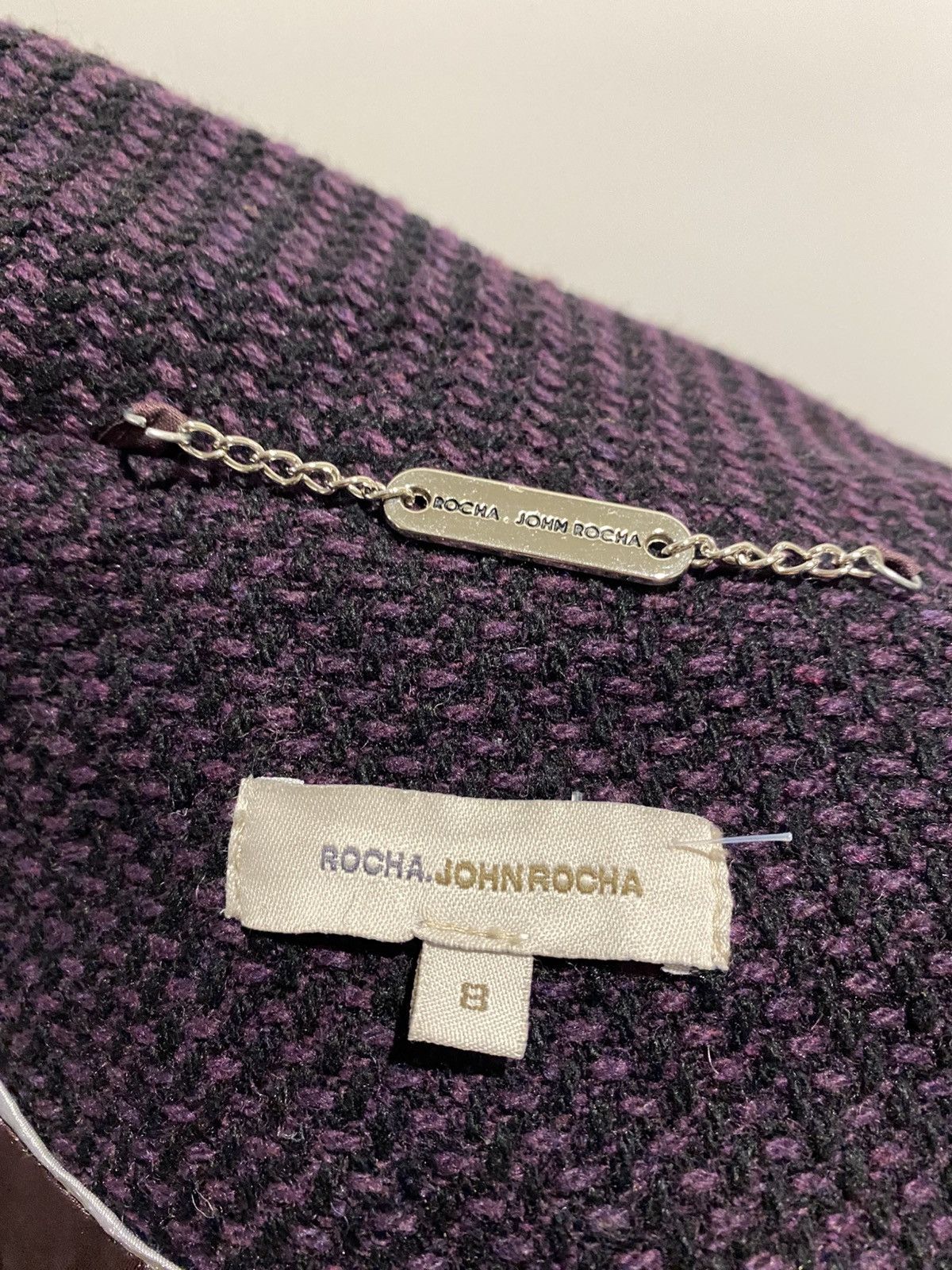 Other John Rocha Structured 68% Wool Tweed Coat Deep Purple Size S Size S / US 4 / IT 40 - 2 Thumbnail