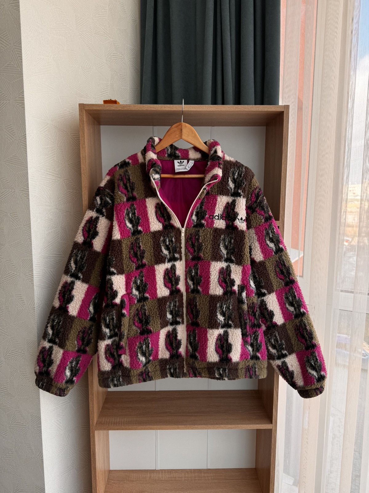 Adidas × Vintage Vintage Adidas Trefoil Area Cactus Teddy Polar Fleece Jacket Size US M / EU 48-50 / 2 - 1 Thumbnail